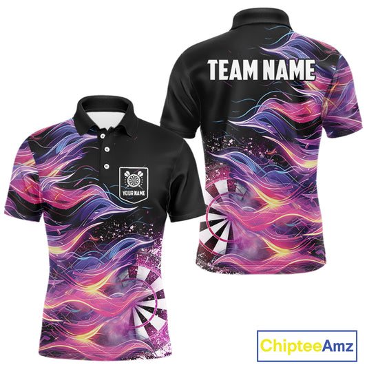 Funny Pink Flame Dart Shirt With Pocket Option For Men Custom Darts Jersey TDM4353