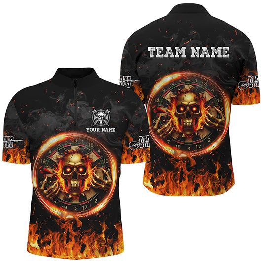 Personalized Skull Dartboard Fire Flame 3D Printed Darts Shirts For Men Team League Darts Jerseys TDM2279