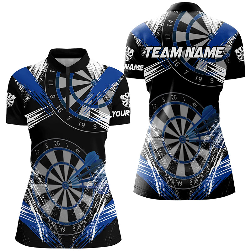 Personalized Darts Tournament Grunge Style Darts Shirts For Women Custom Darts Team Jerseys |Blue TDM3118