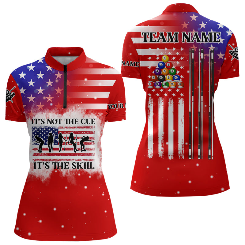 It's The Skill Custom American Flag Women Billiard Shirt Funny Billiard Jersey |Red TDM3121