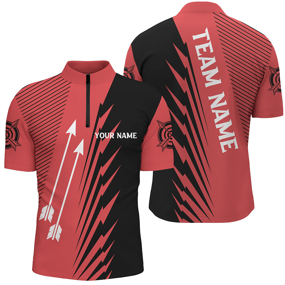 Custom Red Black Archery Arrows Quarter-Zip Shirts For Men Personalized Archery Jerseys TDM0606
