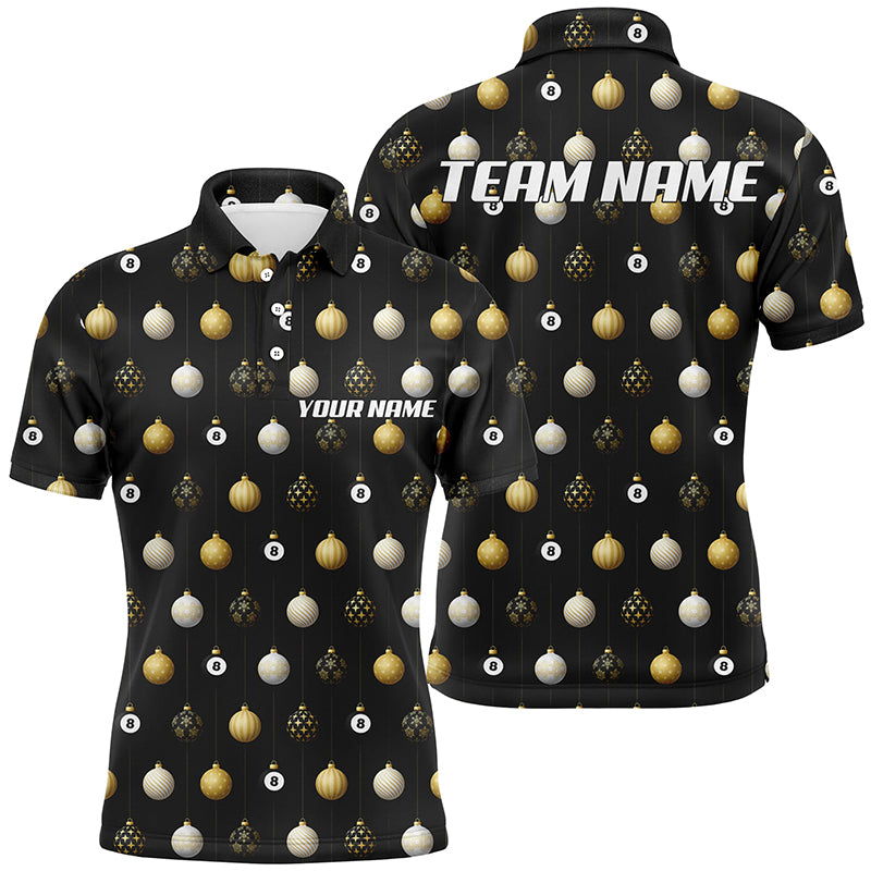 Personalized Merry Christmas Billiard Pattern Full Printing Polo Shirts For Men, Christmas Attire TDM0512