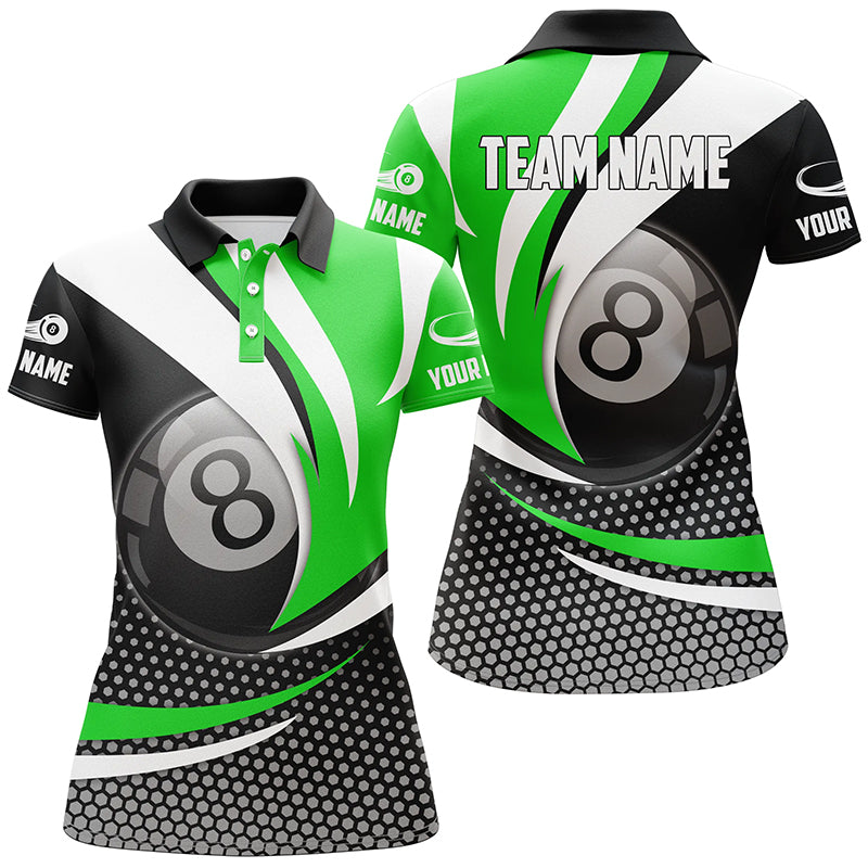 Personalized 8 Ball Billiard Green Version 3D Polo Shirts For Women Best Custom Gifts For Pooler TDM0153