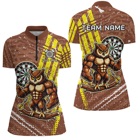 Personalized Funny Owl Darts Shirts For Women Custom Brown Darts Jerseys, Unique Darts Apparel TDM1918