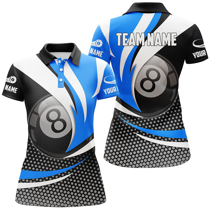 Personalized 8 Ball Billiard Blue Version 3D Polo Shirts For Women Best Custom Gifts For Pooler TDM0238