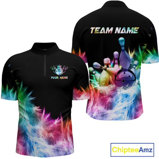 Icy Colorful Light Men's Bowling Shirt Custom Bowling Jersey Outfit Team Polo & Quarter Zip TDM4654