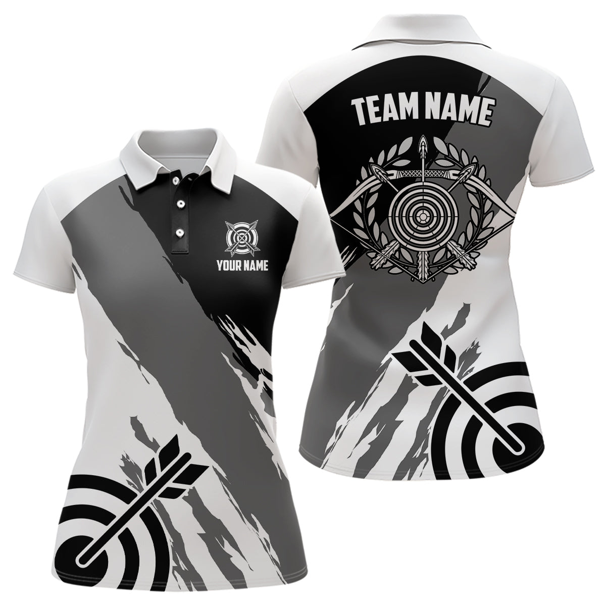 Personalized Grey Jerseys Archery Women Polo Shirts Custom Archery Target Shirts, Archery Jerseys TDM0635