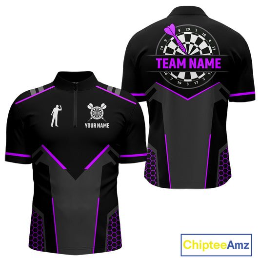Darts Jersey For Men Custom Polo & Quarter Zip Darts Tournament Team Shirt |Purple TDM4748