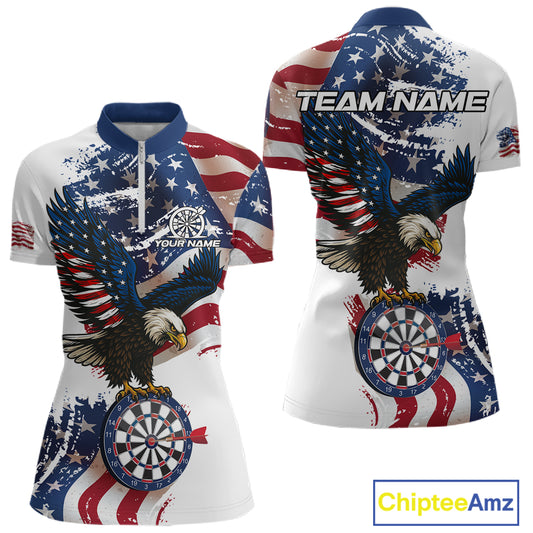 Personalized Grunge American Flag Eagle Darts Shirt For Women Custom Patriotic Darts Team Jersey TDM4756