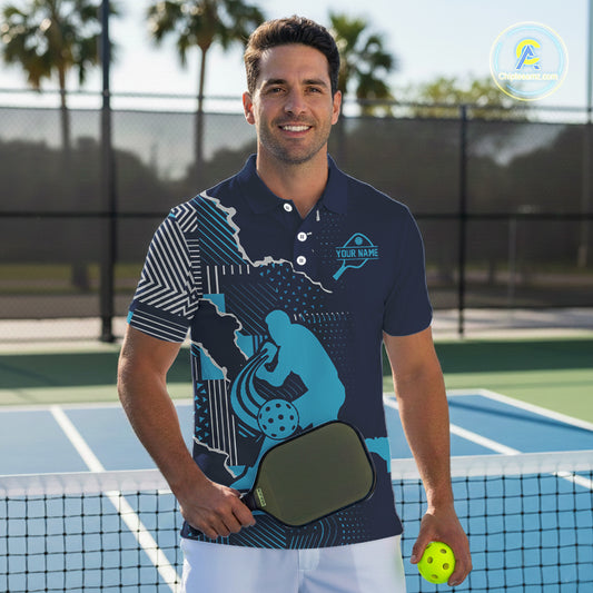 Custom Blue Torn Pickleball Paddle League Jerseys For Men Pickleball Team Shirts NYN2143
