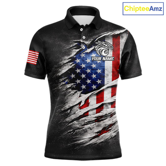 Eagle Grey Grunge American Flag Ball 8 Billiards Pool Shirt For Men Personalized Billiard Team Names NYN2697