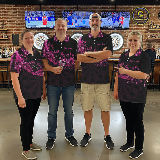 Black And Pink Flowers Smoke Butterflies Custom Women Darts Quarter-Zip Shirts Dart Team Jerseys NYN2261