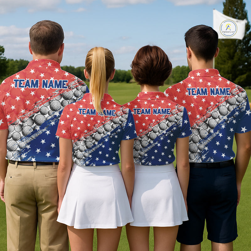 Red And Blue Grunge Golf Apparel Patriotic Mens Golf Polo Shirts, Golf Team Outfits NYN3321