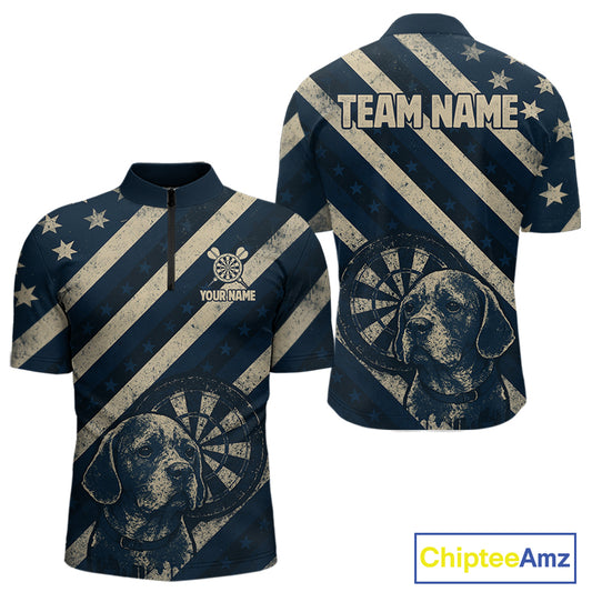 Custom Blue Grunge Dog Dartboard Darts Jersey For Men Outfit Patriotic Dart Team Jersey NYN1276