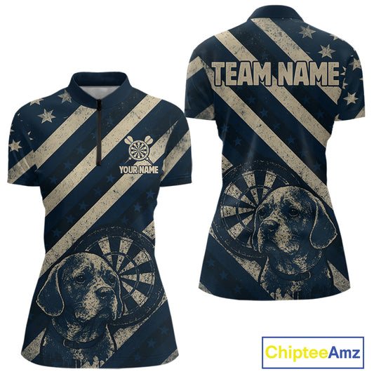 Custom Blue Grunge Dog Dartboard Darts Jersey For Women Outfit Patriotic Dart Team Jersey NYN1276
