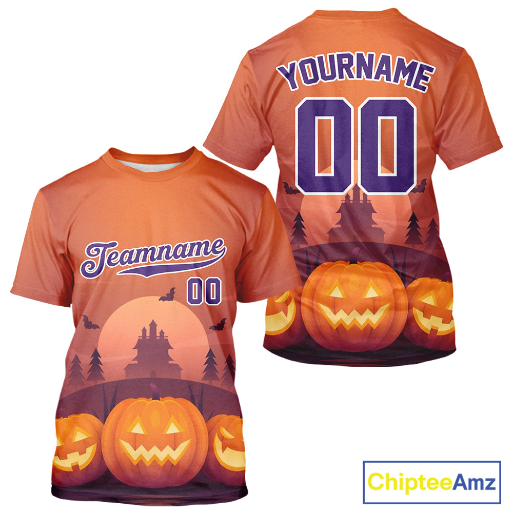Custom Men's Pumpkin Orange Halloween Baseball Jersey Outfit Halloween Baseball Gifts NYN1287