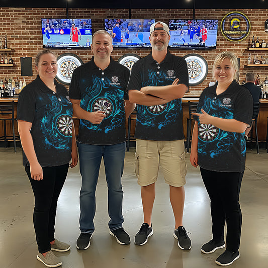 Custom Tiger And Dragon Blue Dartboard Women Darts Quarter-Zip League Shirts Funny Dart Jerseys NYN2216