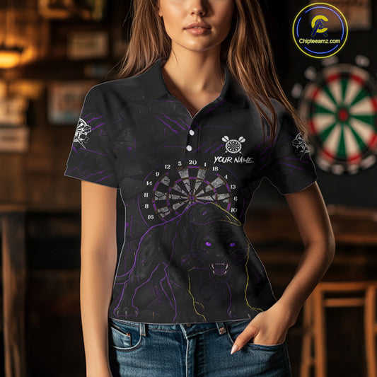Custom Purple Yellow Tiger Cracked Grunge Dartboard Men Darts Polo Shirt Darts Jersey NYN1973