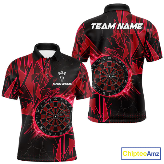 Red broken glass dartboard lightning dart shirt for men custom dart clothing