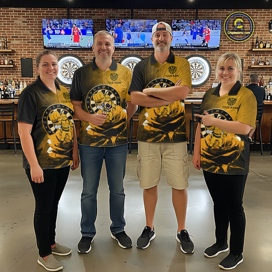 Custom Rose & Bee Grunge Dartboard Grunge Darts Polo Shirts For Quarter-Zip Funny Dart Jerseys NYN2221