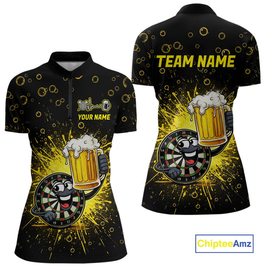 Funny Dartboard Cheer Beer Darts Team Shirt For Women Personalized Dart Quarter-Zip Jerseys NYN2574
