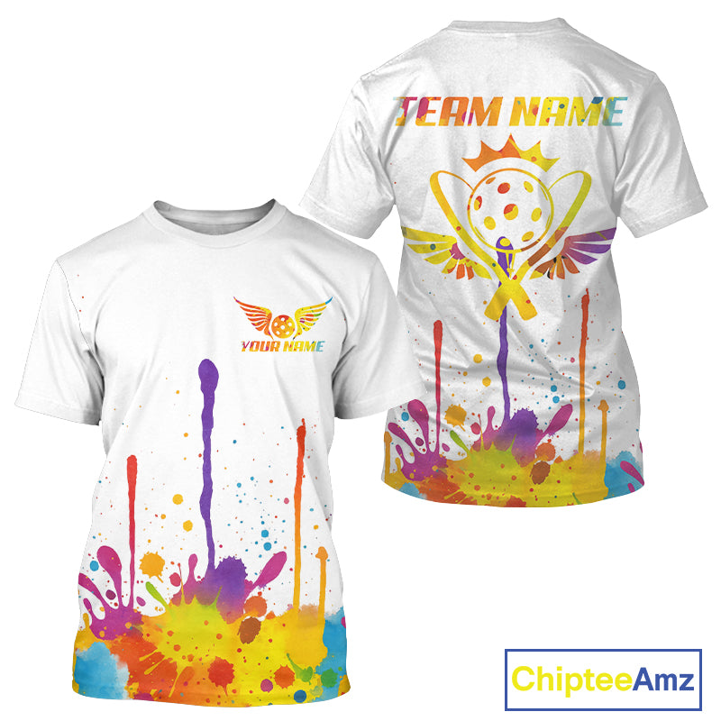 Custom Splashed Color Pickleball T-Shirt For Men Outfits Pickleball Team Jersey NYN1346