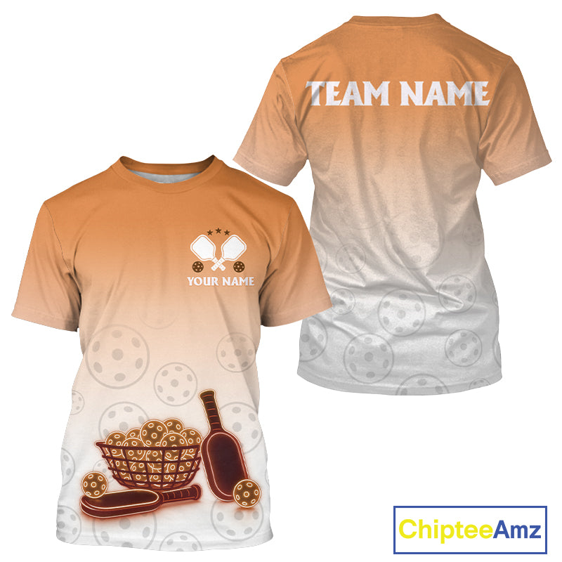 Custom Orange Pickleball T-Shirt For Men Pickleball Jerseys With Name Personalized NYN1245