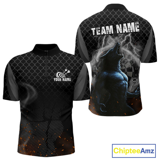 Men's Custom Darts Jersey With Thunder Wolfs & Dark Geometric Pattern NYN0283
