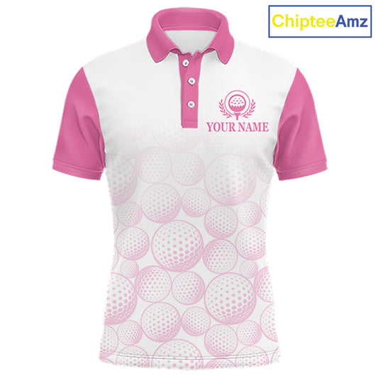 Pink Ribbon Breast Cancer Awareness Mens Polo Shirt Custom US Flag Patriotic Golf Shirt For Men NYN3099
