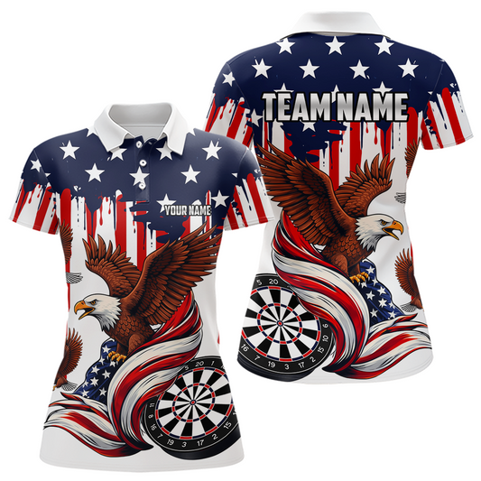 US Flag Eagle 3D Dartboard Women Darts Team Shirt Personalized Patriotic Dart Polo Jerseys NYN2571