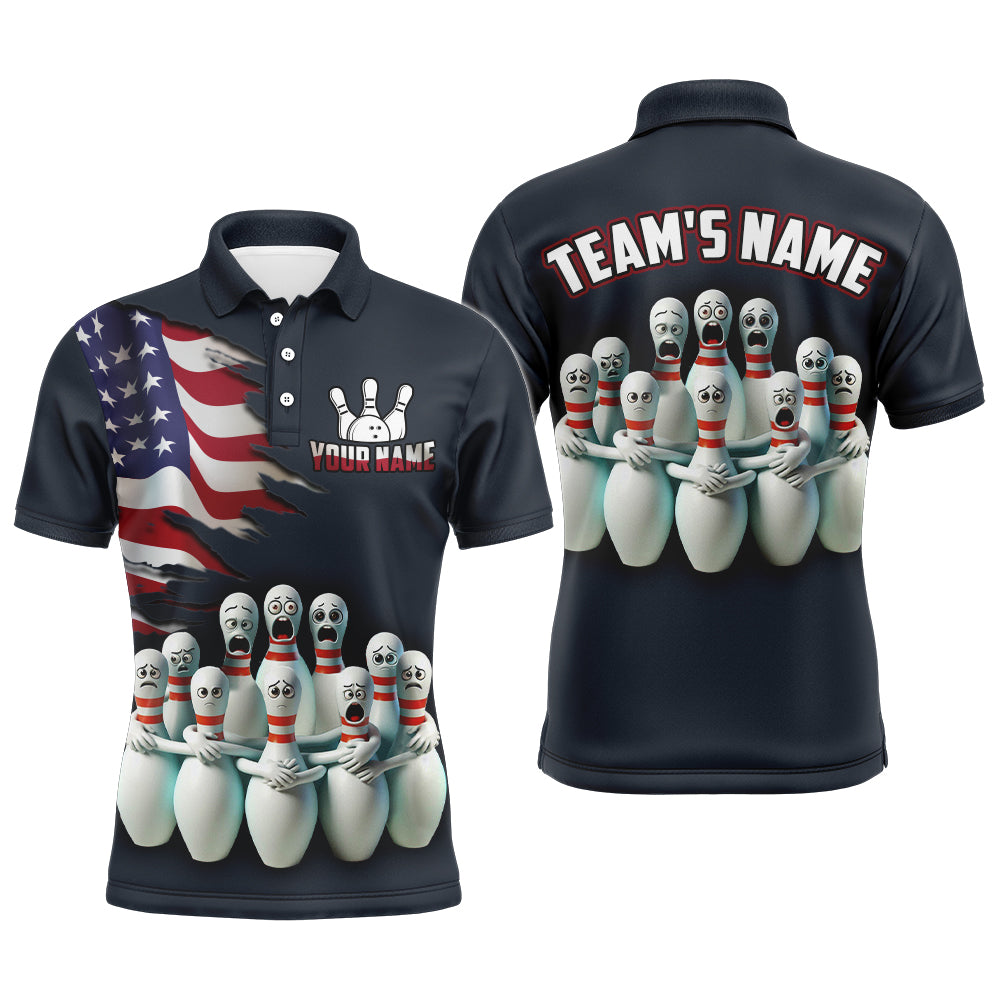 Personalized Bowling Shirt American Bowling Jersey for Men Polo Bowling Team League QZT402