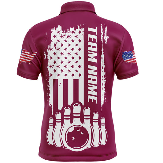 Men's Bowling Shirt Polo Bowling Shirt Personalized Patriotic Bowling Shirt QZT281