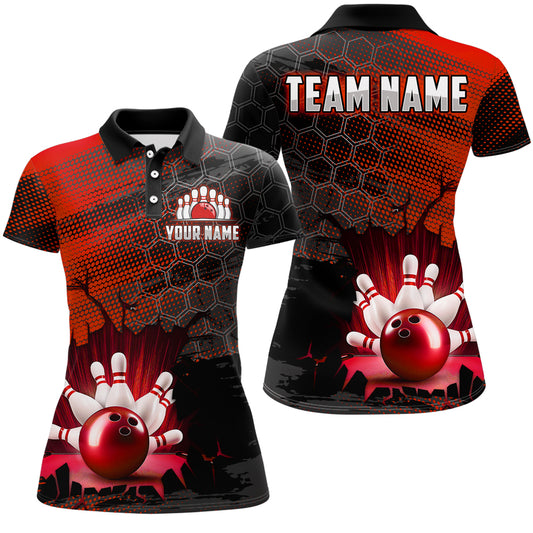 Custom Red Bowling Shirts For Men & Women Bowling Team League Jersey Unisex Polo BDT533
