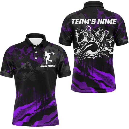 Men Bowling Polo Shirt Custom Camo Bowling Jersey Bowling Team League Shirt BDT285