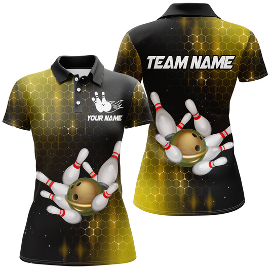 Personalized Yellow Bowling Shirts Men Women Bowling Team Jersey Bowling Polo Shirt BDT488