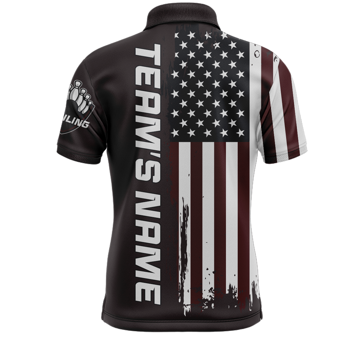 Patriotic Bowling Polo Shirt For Men American Flag Bowling Team Jersey Custom Bowling Shirts BDT263