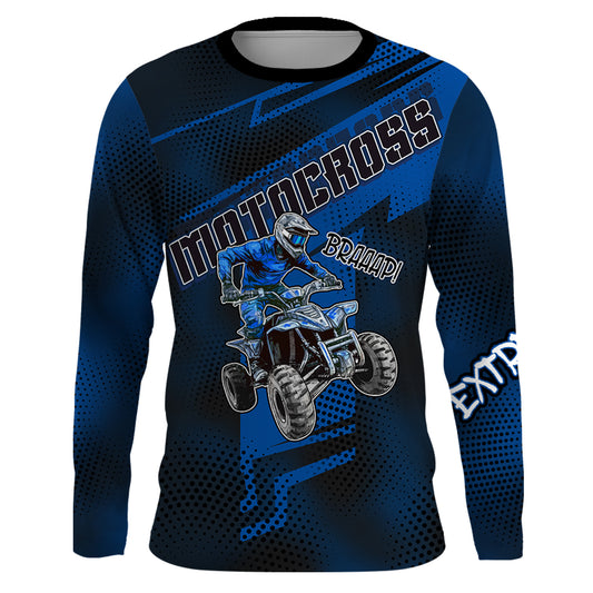 ATV Motocross Jersey Blue Upf30+ Quad Bike ATV Racing Jersey Men Women Kid ATV Shirt MX44