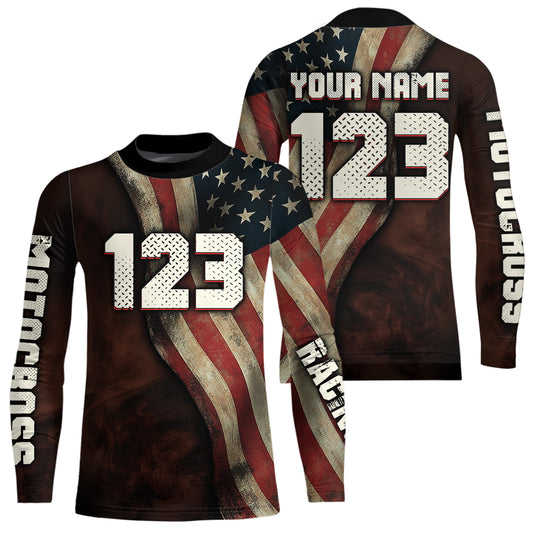 Custom Youth US Flag Dirt Bike Jersey Off-Road Shirt Motocross Jersey UPF30+ Kid Men Women DNT71