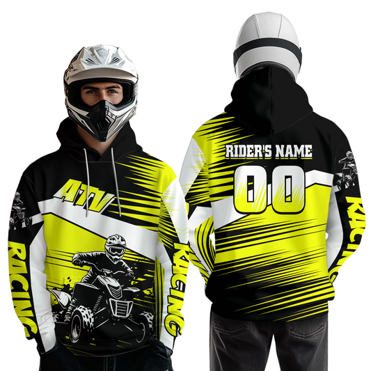 Custom Yellow ATV Motocross Hoodie Jersey Kids Youth Quad Racing Hoodie Shirt For Men Women NHN001
