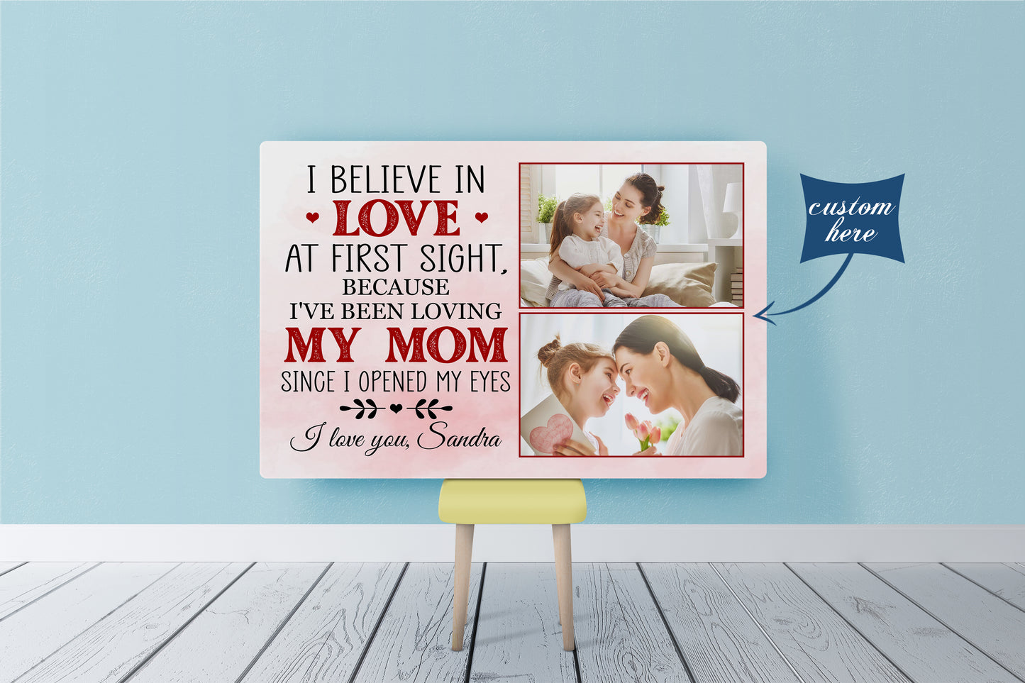 Personalized Canvas| Mother and I, Love At First Sight - Custom Image Canvas| Sunflower Canvas| Birthday Gifts, Mother's Day Gift T255