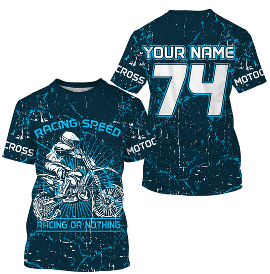 Blue dirt bike jersey men women youth custom UPF30+ Motocross racing or nothing off-road shirt PDT209