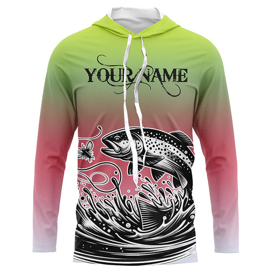 Rainbow Trout Custom Long Sleeve Tournament Fishing Shirt, Trout Uv Protection Fishing Jerseys IPHW5591