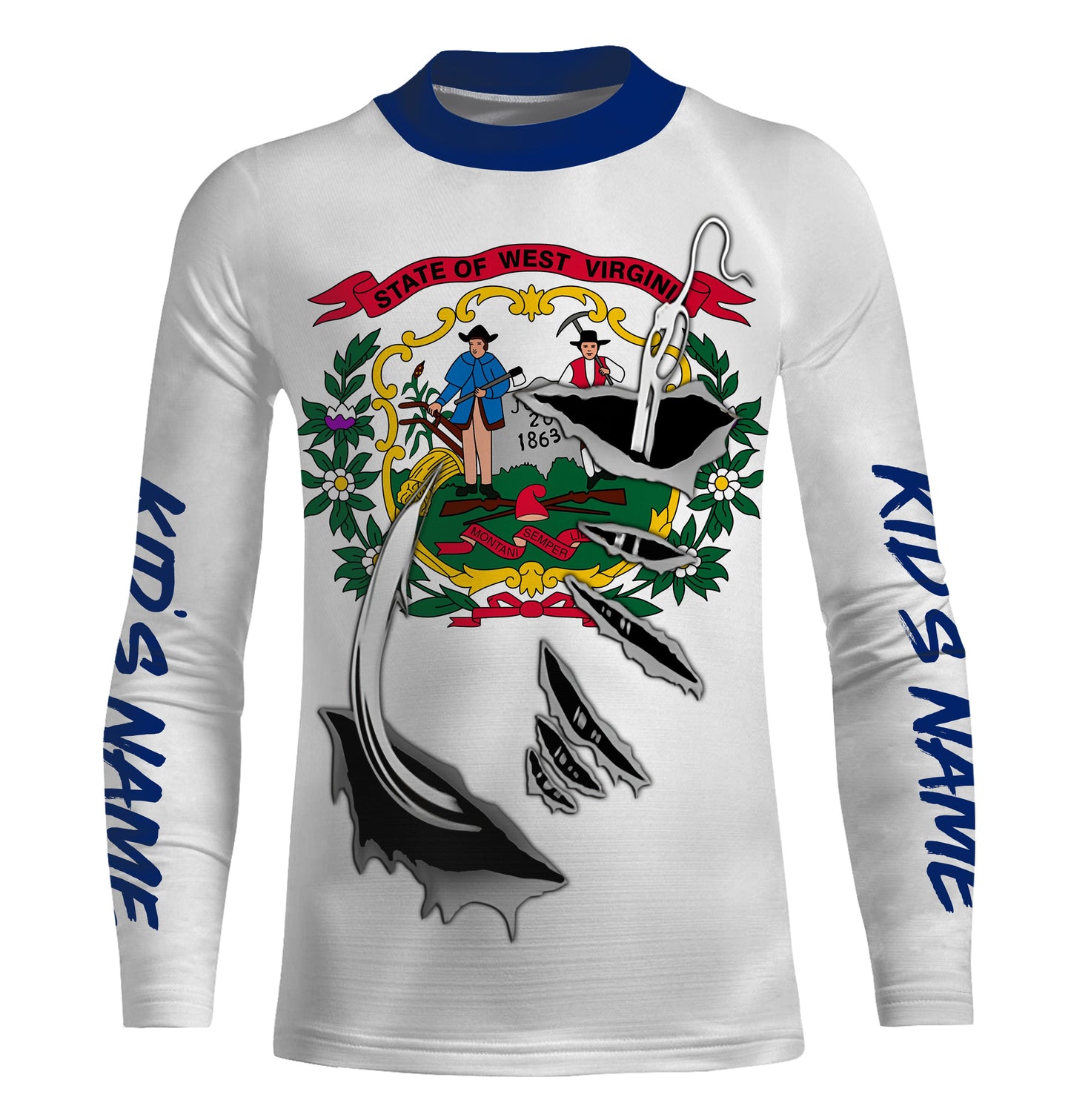 West Virginia Fishing hooks Custom Flag Fishing Shirts, West Virginia Fishing jerseys IPHW3018