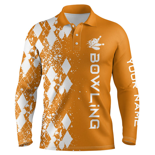 orange personalized bowling shirt for men – custom name design side view