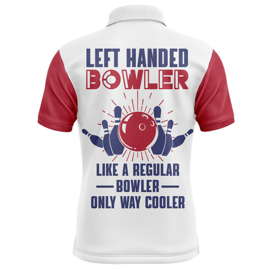 Left Handed Bowler Custom Polo Bowling Shirt for Men, Red & White Bowling Jersey 3D Print NBP137