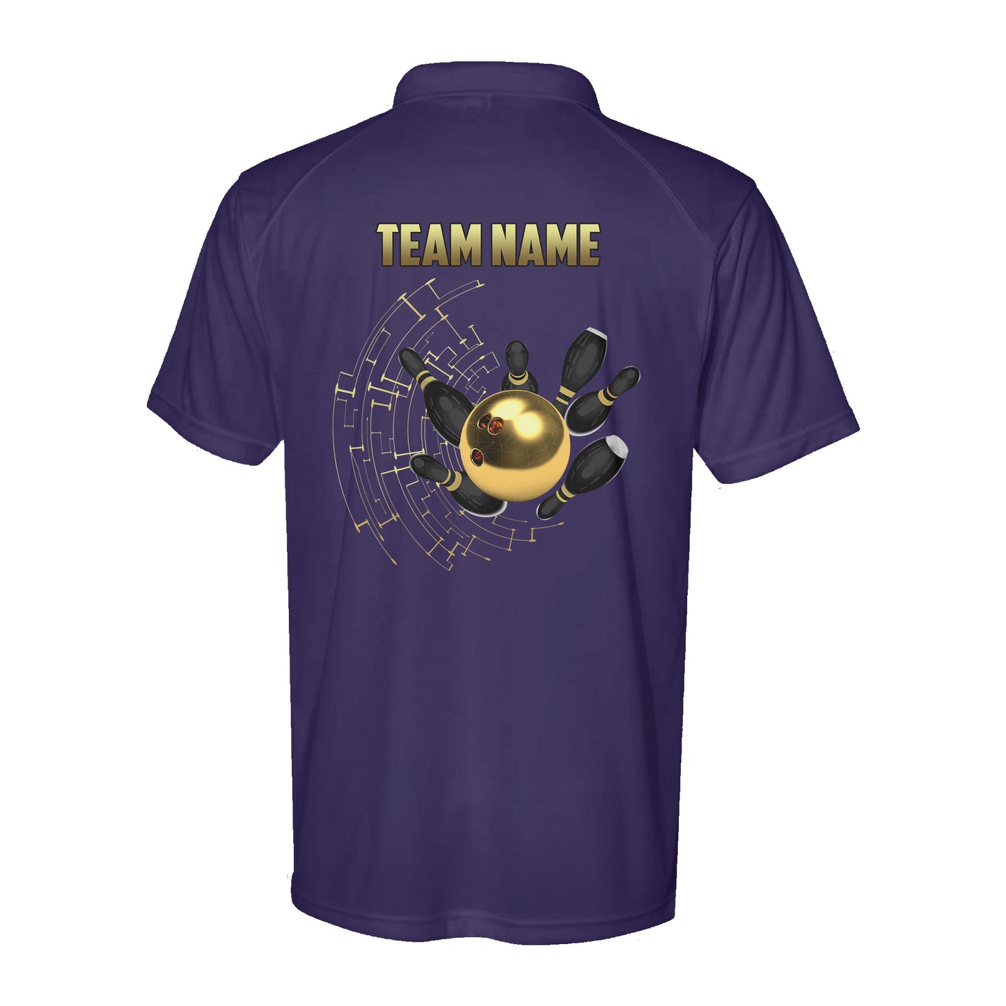 Personalized Gold Bowling Performance Polo Shirts Custom Bowling Team League Jerseys D02 NQS9877