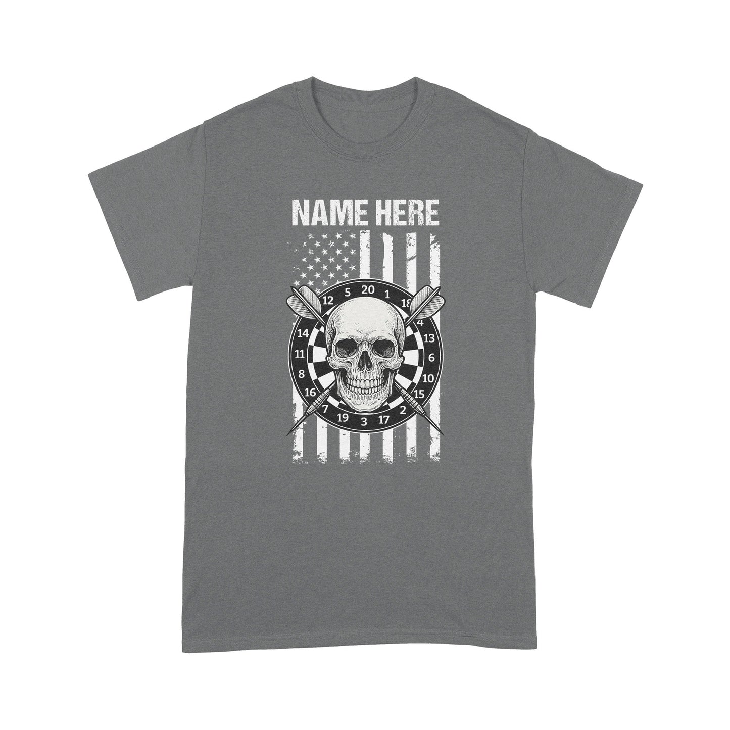 Grunge Darts American Flag Skull T-Shirts Custom Patriotic US Flag Dart Shirts, Darts Player Gifts TDM3908