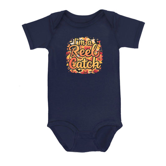 Cute Fall Fishing Infant Fishing Shirt Sayings "I'M A Reel Catch" Fall Baby Outfit IPHW7135