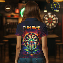 Load image into Gallery viewer, Custom Zen Frog Dart Shirts for Women Meditation Style Dart Jersey Polo &amp; 1/4Zip Dartboard Shirt DHT20