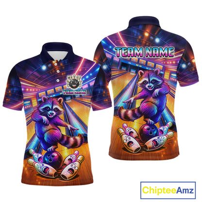Funny Raccoon Bowling for Men Custom Bowling League Jersey Polo & 1/4-Zip Bowling Outfit QZT903